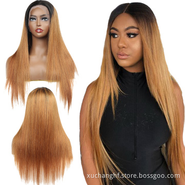 1b/27ombre blonde virgin human hair lace wigs with baby hair for black women dark roots remy honey blonde ombre wigs vendor
